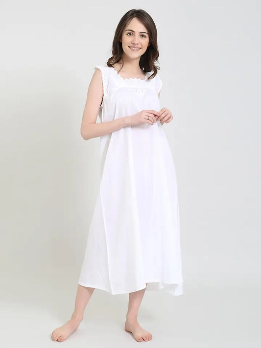Victorian Classics Sleepwear White Cotton Jackie Gown