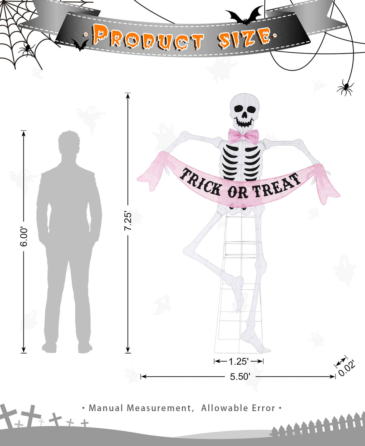 Lighted Skeleton Halloween Outdoor Decor