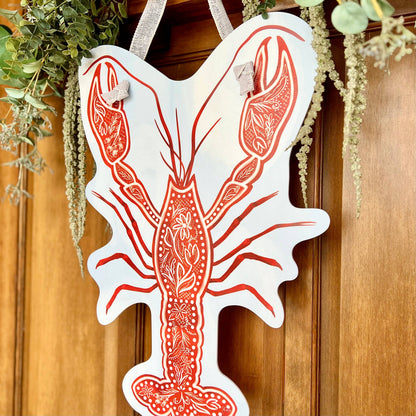 Red Chinoiserie Crawfish Door Hanger