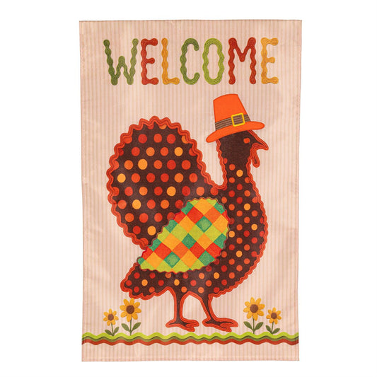Welcome Appliquéd Turkey House Flag