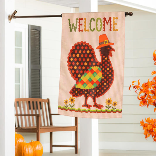 Welcome Appliquéd Turkey House Flag