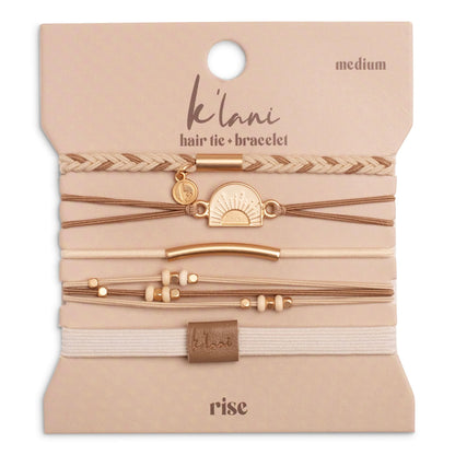 "Rise" Cream and Tan Hair Tie Bracelets