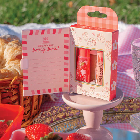 The Naked Bee Strawberry Lip Care Duo