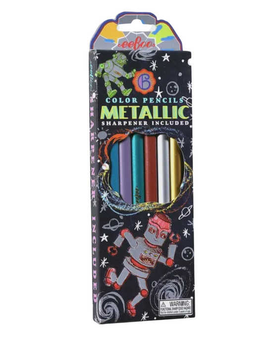 6 Color Pencils Metallic Sharpener Included