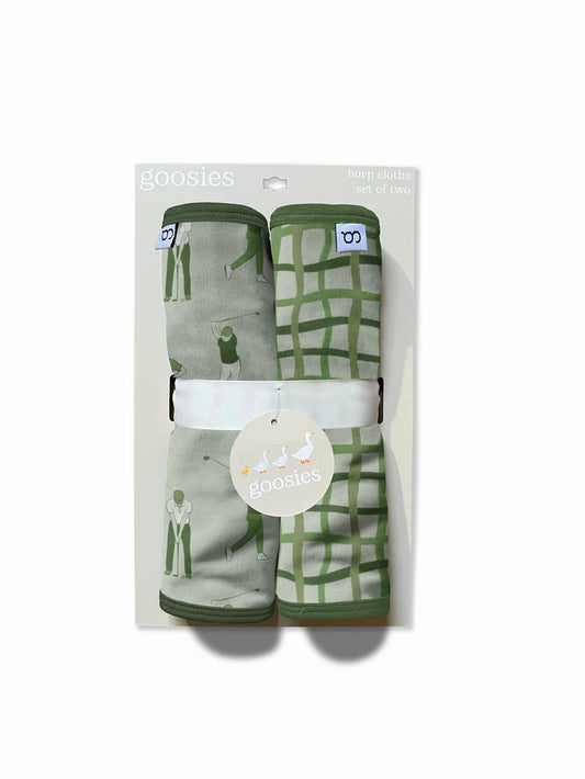 Burp Cloths Set of 2: Golf/Green Wavy Plaid