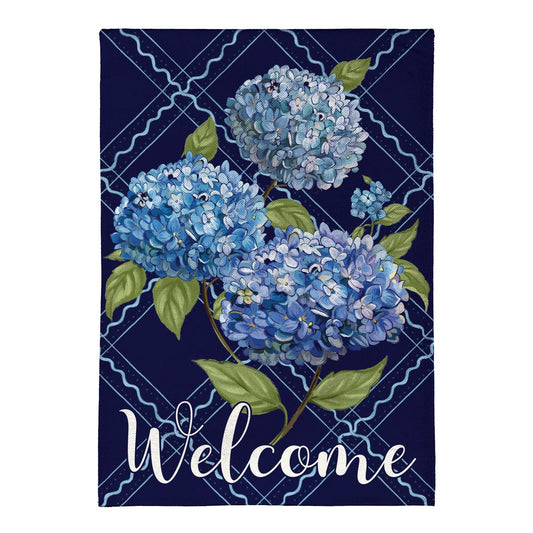 VivaStyle Burlap House Flag - Hydrangea Haven