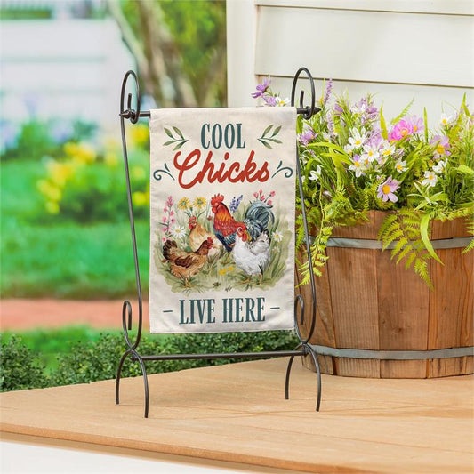 Cool Chicks Burlap Garden Flag