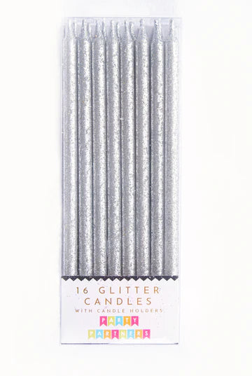 Silver Tall Glitter 16 Candle