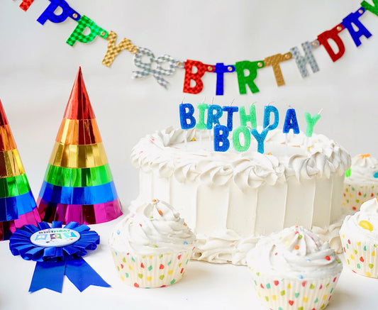 Birthday Boy Letter Glitter Candle Set