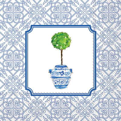 Blue Topiary Cocktail Napkin