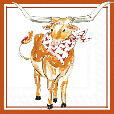 University of Texas White Longhorn Cocktail Napkin