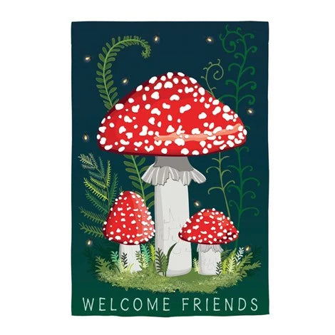 Welcome Friends Mushroom Garden Flag