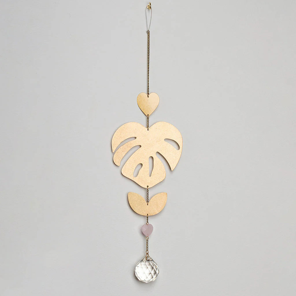 Suncatcher - Monstera Leaf/Rose Quartz