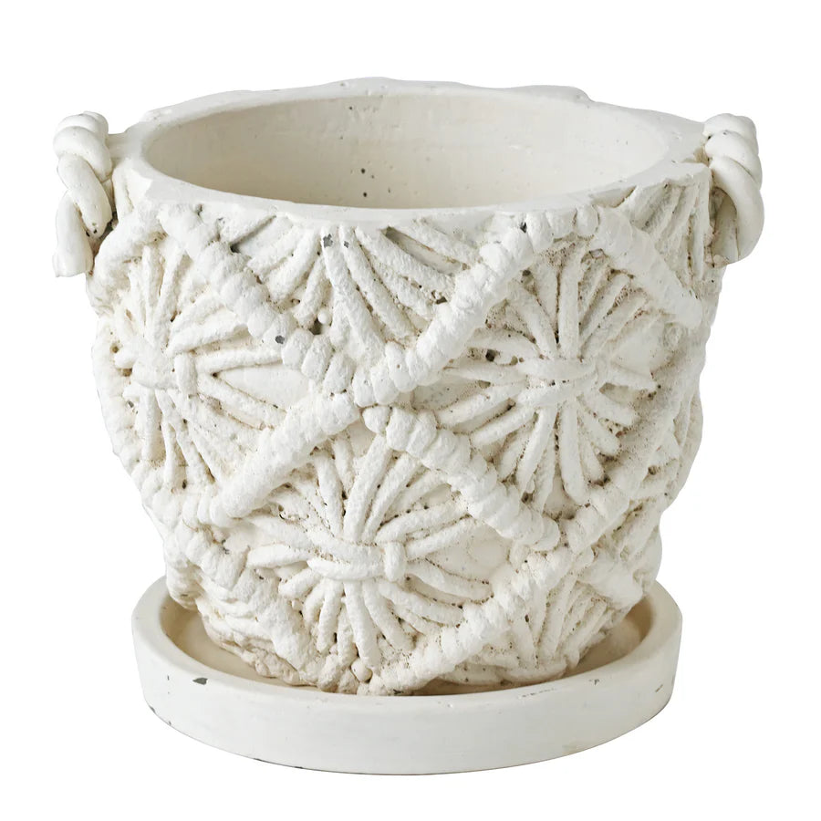 Macrame Round Cement Planter