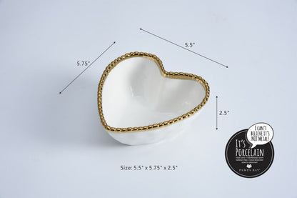 Porcelain White & Gold Heart Bowl