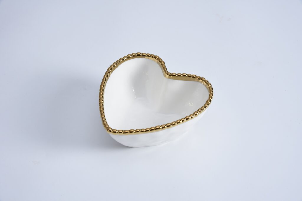 Porcelain White & Gold Heart Bowl