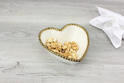 Porcelain White & Gold Heart Bowl