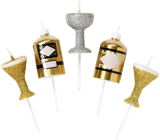 Glitter New Year's Cake Candle Set