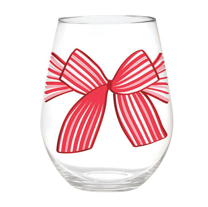 Jumbo Red Bow Wine Glass