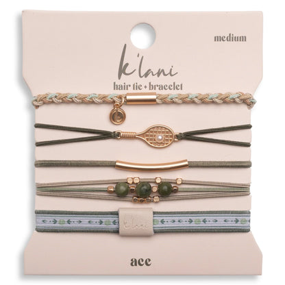 "Ace" Tennis Racket Hair Tie Bracelets