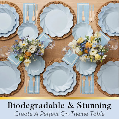 Sky Blue Bamboo Dinner & Salad Plates