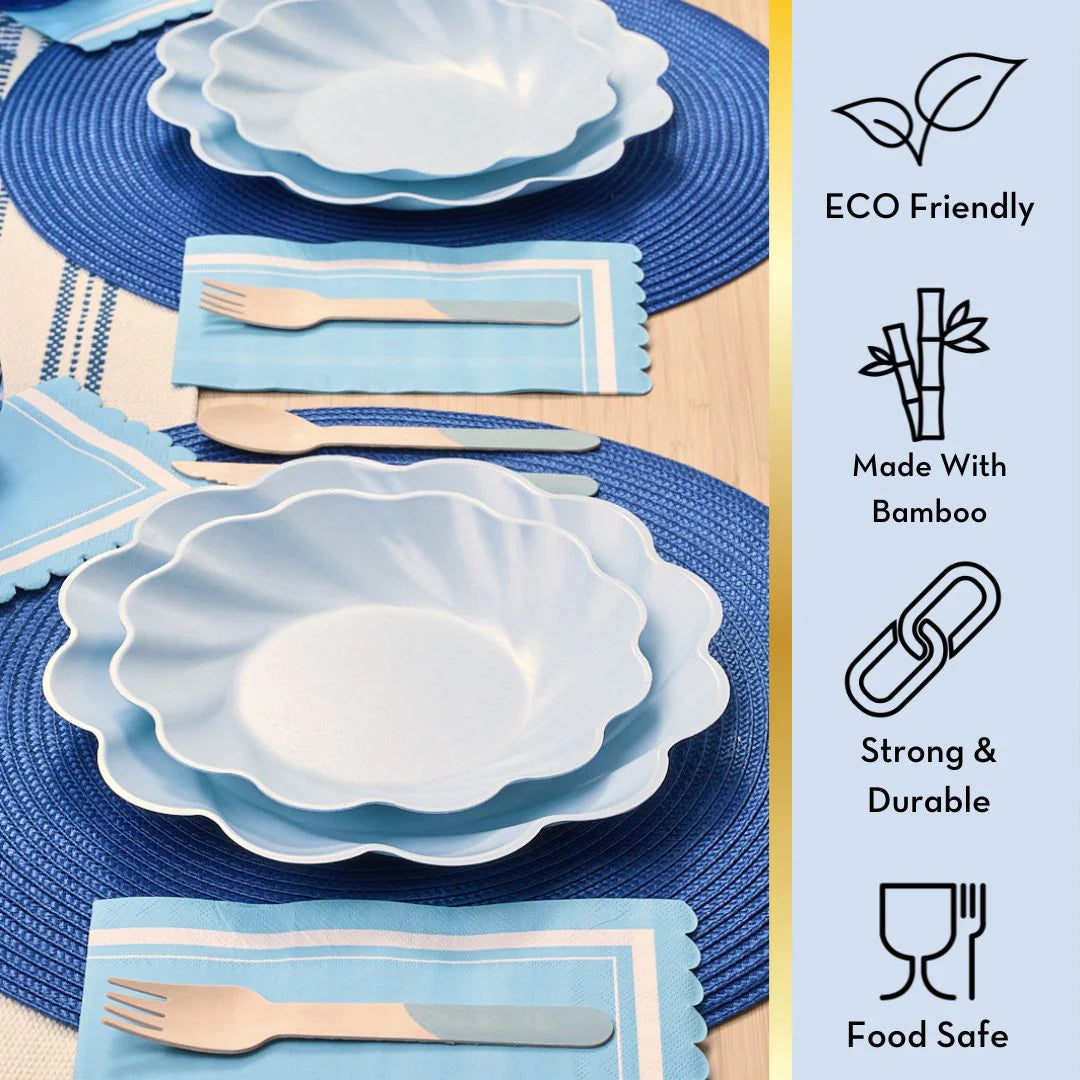 Sky Blue Bamboo Dinner & Salad Plates