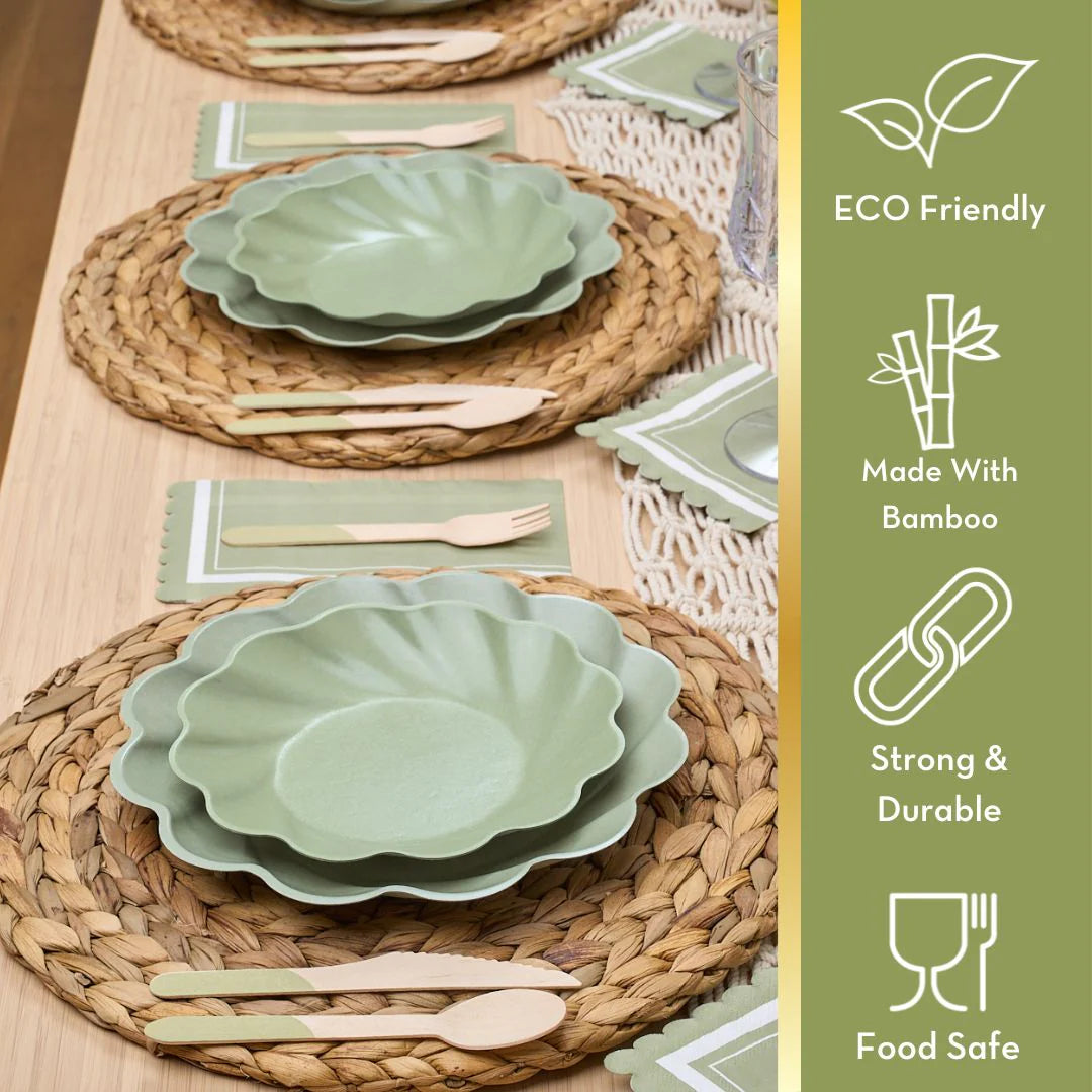 Sage Green Bamboo Dinner & Salad Plates