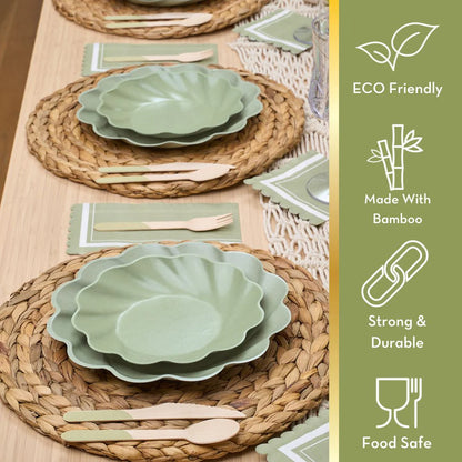 Sage Green Bamboo Dinner & Salad Plates