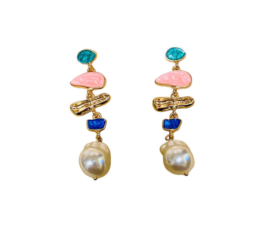 Gold Pearl Drop Earrings