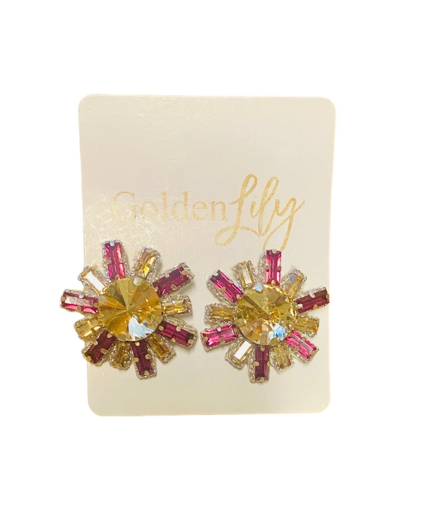 Rhinestone Burst Stud Embellished Earrings