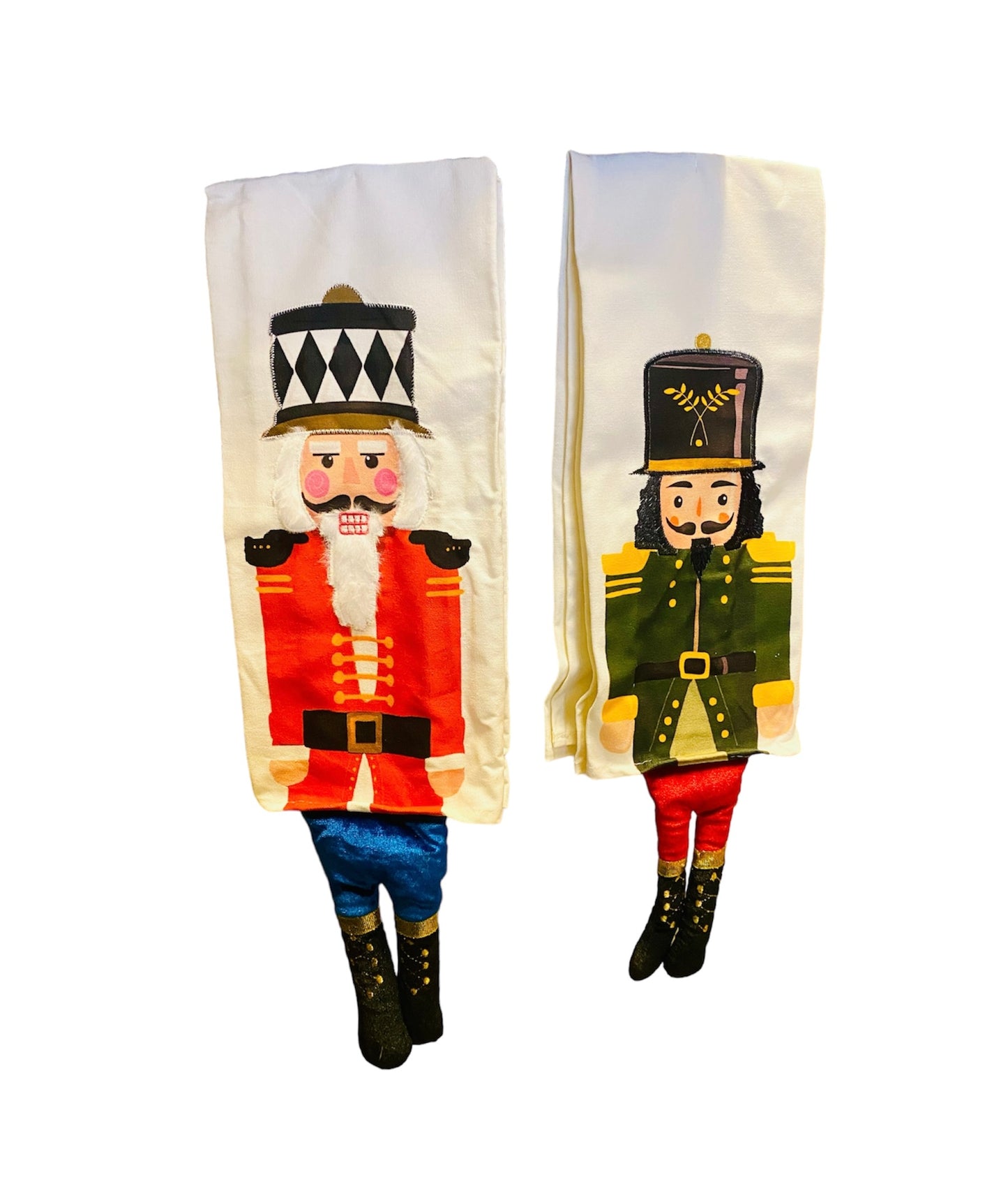 Holiday Nutcracker Kitchen Tea Towel with Dangling Legs