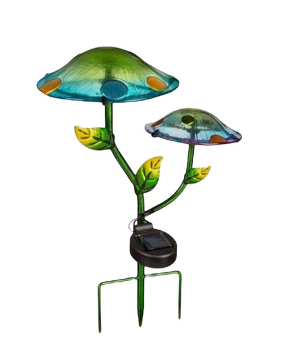 Glass Mushroom Solar Garden Stake