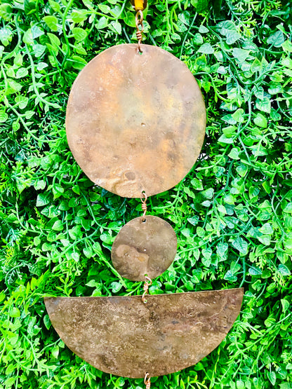 Twirling Copper Circles & Blown Art Glass with Nana Bell Wind Chime