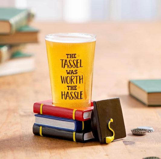 Tassel Hassle Graduation Cap & Tassel Grad Gift Pint Glass With Coaster - 16 Oz