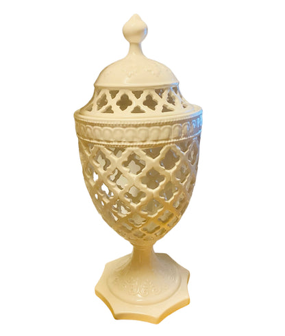 Ceramic Urn Cutout Lantern Candle Holder