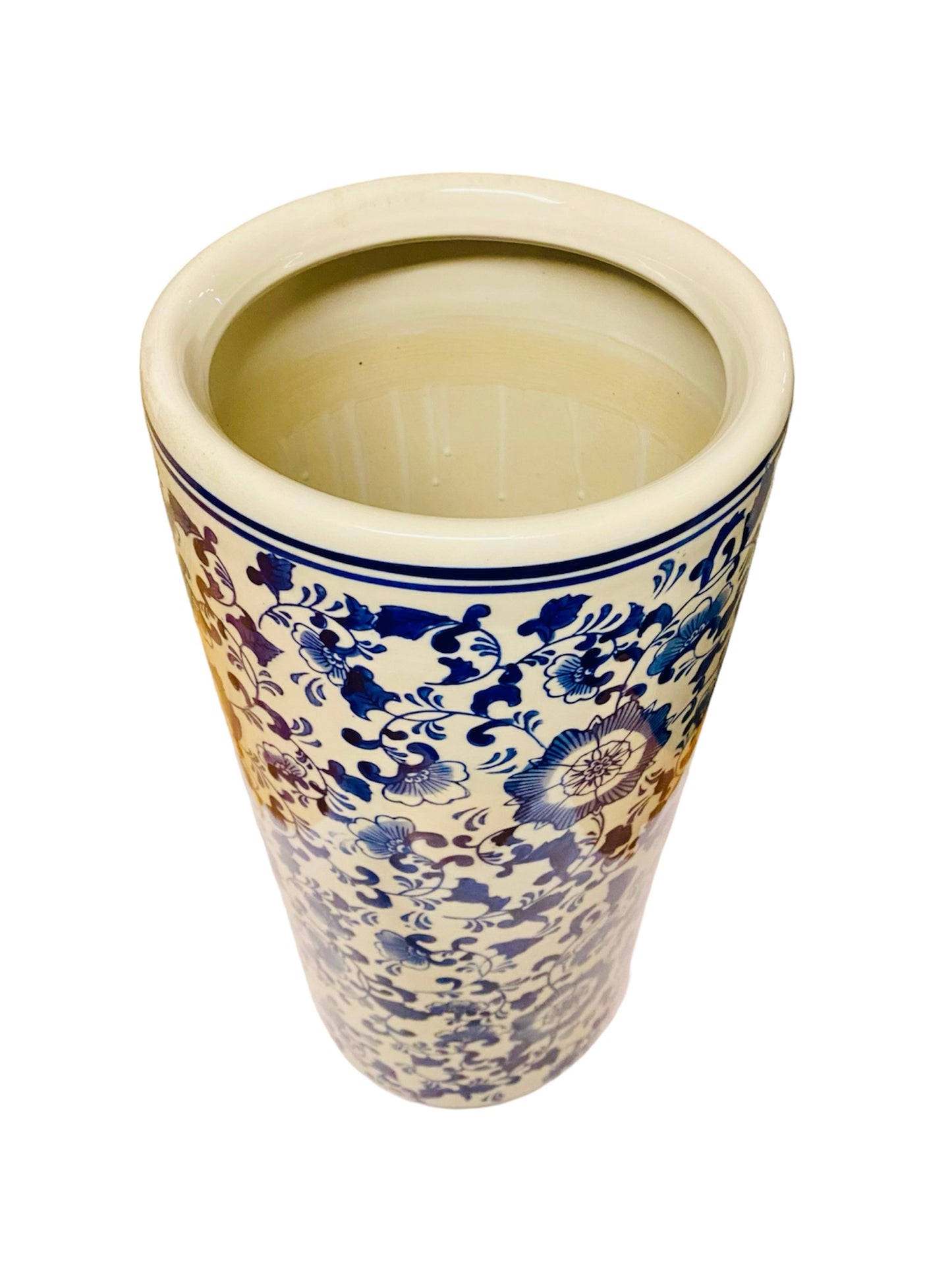 Blue and White Chinoiserie Tall Decorative Vase