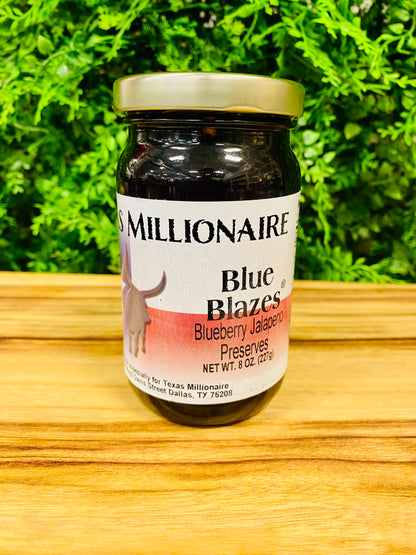 Texas Millionaire Blue Blazes, Blueberry Jalapeno Preserves - 12oz