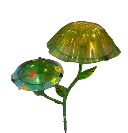 Glass Mushroom Solar Garden Stake