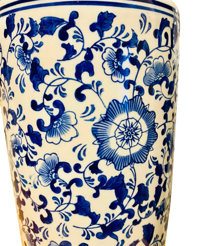 Blue and White Chinoiserie Tall Decorative Vase