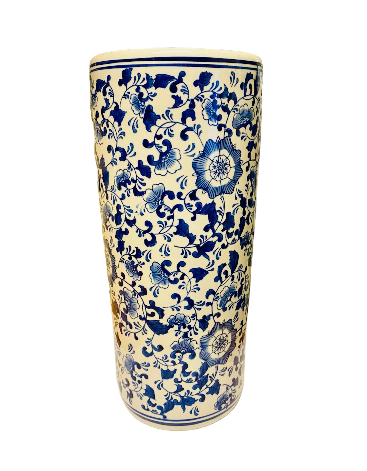 Blue and White Chinoiserie Tall Vase