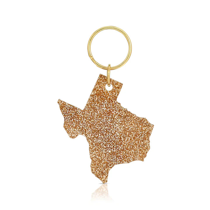 State of Texas Gold Glitter Keychain