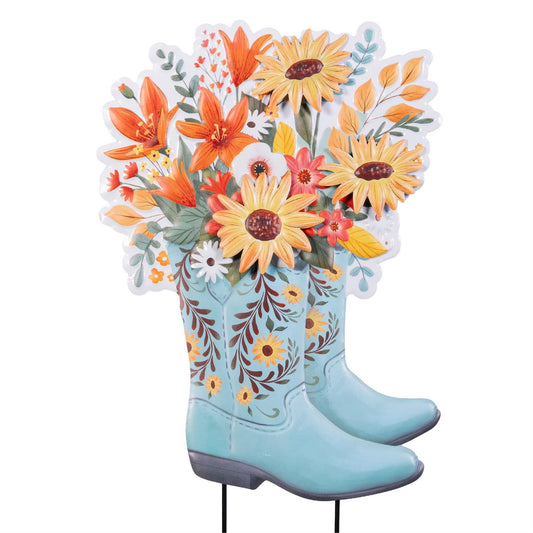 Cowboy Boots Metal Garden Stake
