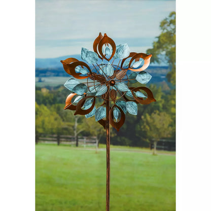 Copper and Verdigris Lotus Petal Wind Spinner