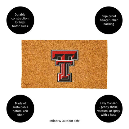 Texas Tech University 100% All-Natural Coir Doormat