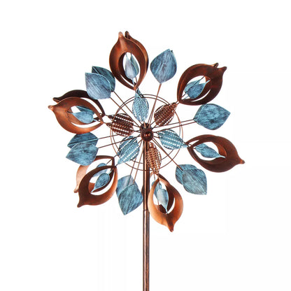 Copper and Verdigris Lotus Petal Wind Spinner