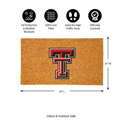 Texas Tech University 100% All-Natural Coir Doormat