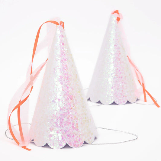 8 Glitter Party Hats