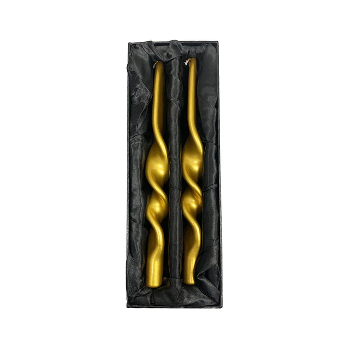 Luxury Twist Taper Candles- Gold