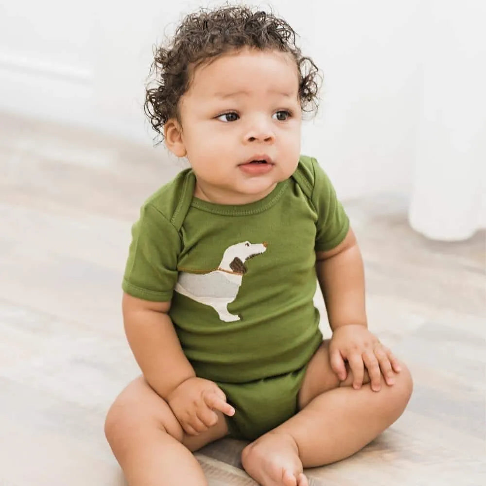 MilkBarn Green Dog Organic Cotton Onesie