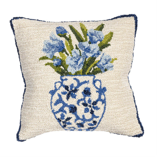Chinoiserie Bloom Hand Hooked Pillow